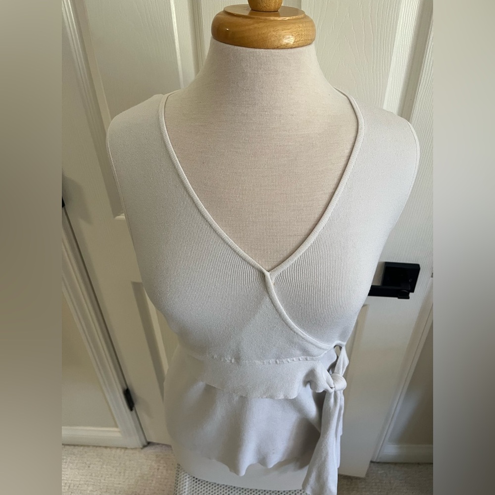 Ann Taylor Loft Sleeveless V-Neck Knit Dress in Cream